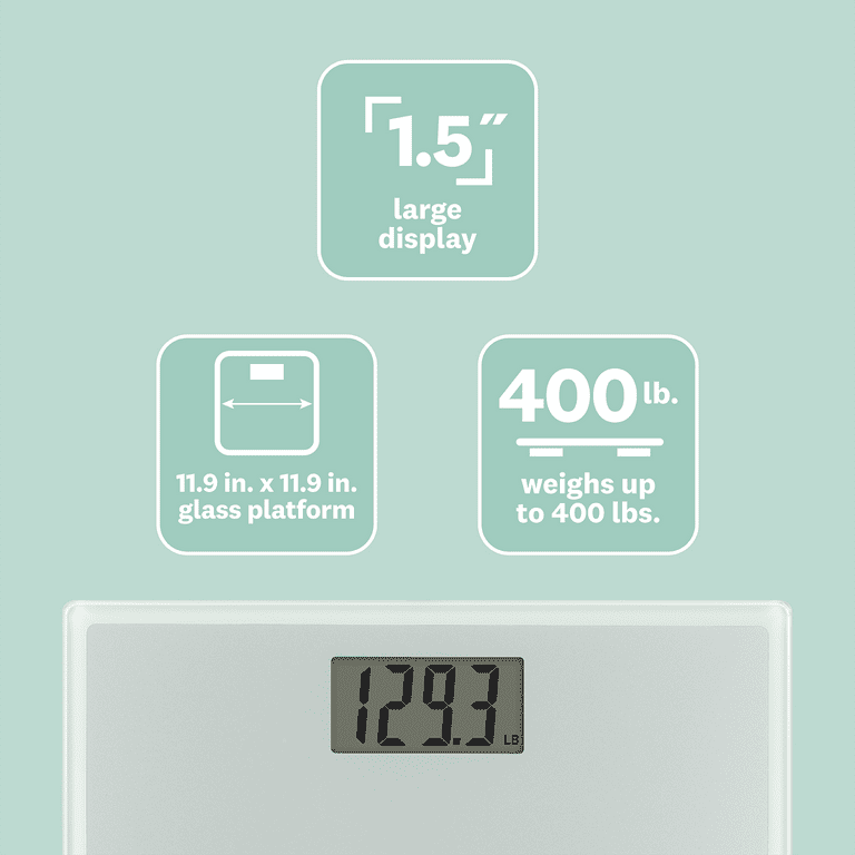 Weight Watchers Scales by Conair Bathroom Scale for Body Weight, Digital  Scale, Glass Body Scale Measures Weight Up to 400 Lbs. in Silver Frame