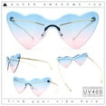 thumbnail image 2 of Womens Oversized Shield Cat Eye Heart Shape Flirty Sunglasses Gold - Blue Pink, 2 of 8