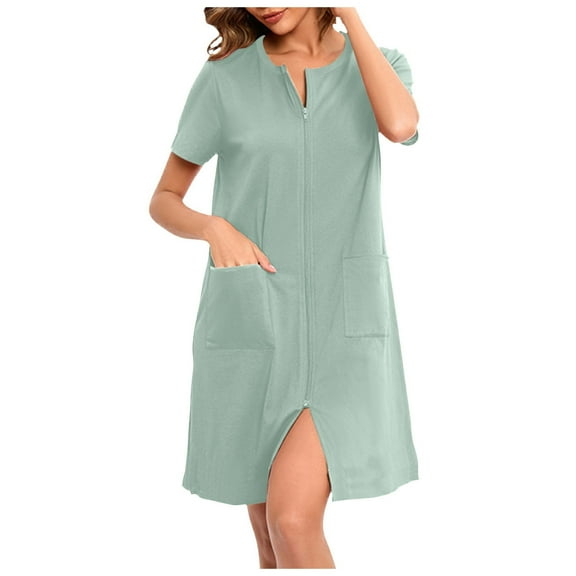 CAIXIA Robes For Women Plush Women's Soft Casual Nightgown Loose Fit Short Sleeve Sleepwear Comfortable Robe for Home