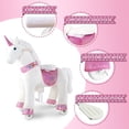 thumbnail image 4 of WondeRides Ride on Unicorn Horse White Pony Cycle Toy Size 4 for 4-9 Years, 36 Inch Height Riding Pony Unicorn with Wheels Mechanical Walking Rocking Animal as Birthday Gifts for Children M432-1, 4 of 7