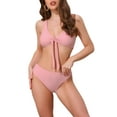 thumbnail image 1 of INSPIRAR CHIC Conjuntos de Bikini de Dos Piezas con Decoración de Cordones para Mujeres, Top de Tirantes Anchos y Parte Inferior Triangular, Trajes de Baño Talla X-Small Rosa, 1 of 5