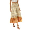 thumbnail image 4 of Lucakuins - Falda larga bohemia para mujer, elegante cintura elástica, floral, fluida, para verano, informal, diario Lucakuins moda, 4 of 7