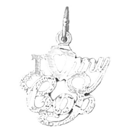 18K White Gold I Love My Cop Pendant - 19 mm