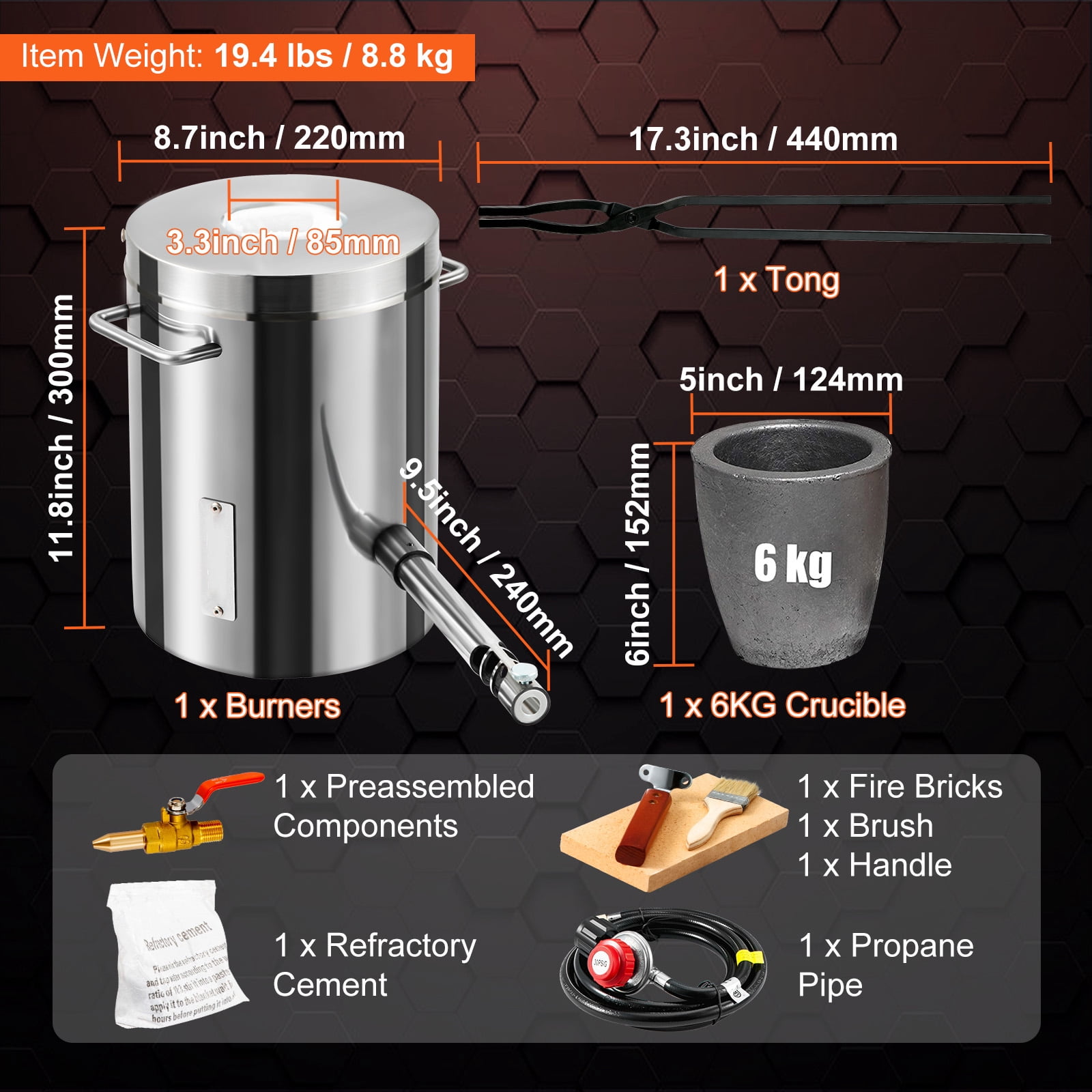 BENTISM 2700℉ Stainless Steel Propane Smelting Furnaces