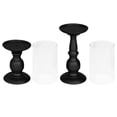 thumbnail image 5 of Koyal Wholesale Matte Black Metal Pillar Candle Holders | Rustic Candle Holder, Hurricane Glass Included, Set of 6, 5 of 5