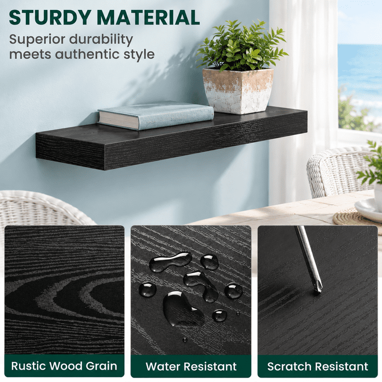 12 Inch Deep Floating Shelves Black 24 Long 2