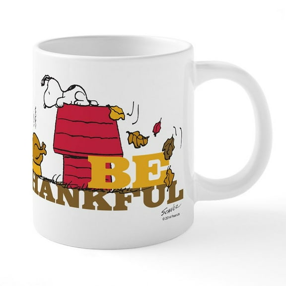 CafePress - Peanuts Be Thankful - 20 Oz White Ceramic Mega Mug