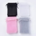 thumbnail image 4 of 4 Colors Organza Bags Organza Pouches for Potpourri with Ribbons Rectangle Pink/Lavender/Light Grey/Black Mixed Color 15~15.5x9.5~10cm 25pcs/color 100pcs/set, 4 of 4