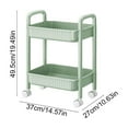 thumbnail image 3 of Rolling Cart with Wheels, Green Plastic Mobile Organizer with Locking Casters and Handle, Sturdy Storage Cart for Kitchen, Office, Bedroom, Laundry Room, Compact 14.57"x10.63"x9.49", 3 of 6