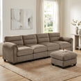 thumbnail image 6 of Bonzy Home Convertible Sectional Sofa With Ottoman, Ultra‑Comfort Seating – Configurable for Living Room & Family Room; Brown, 6 of 9