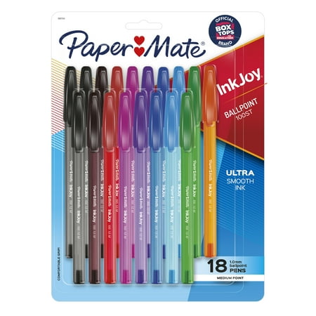 Photo 1 of Paper Mate InkJoy 100 Ballpoint Pens, Medium Point, Assorted Colors 18 Count 2 PACK 