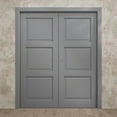 thumbnail image 3 of Sliding French Double Pocket Doors 48 x 96 inches | Ego 5010 Painted Grey Oak | Kit Rail Hardware | Solid Wood Interior Bedroom Modern Doors, 3 of 5