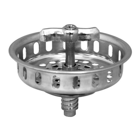 Everflow Stainless Steel Kitchen Sink Spin And Seal Basket Strainer Replacement For Standard Drains 3 1 2 Inch With Threaded Stopper