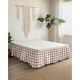 thumbnail image 2 of Brown Checkered Wrap Around Bed Skirts for California King Bed 16" Drop,Bed Skirt with Adjustable Elastic Belt Dust Ruffle Bed Valance for Bedroom Hotel Luxury Farmhouse Buffalo Plaid Bed Frame Cover, 2 of 7