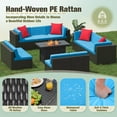 thumbnail image 3 of Homall 11 Pieces Rattan Patio Furniture Conversation Set with 43" Gas Propane 50000 BTU Fire Pit Table Outdoor Sectional Sofa for Backyard,Blue, 3 of 11