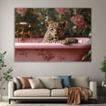 thumbnail image 6 of Mudket Framed Leopard in Floral Pink Bathtub Canvas Wall Art, Leopard Print Bathroom Wall Decor, Chic Animal Wall Art Ready to Hang - 12"L x 8"W, 6 of 10