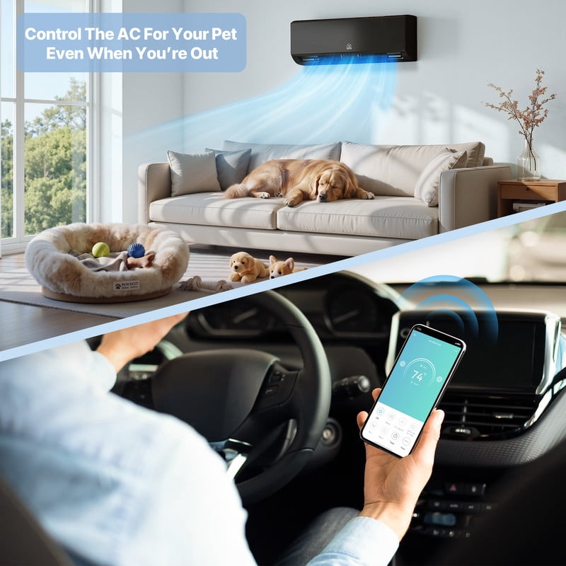 Etust 12000 BTU Mini Split AC Heating System, 20 SEER2 110V/115V Ductless Mini Split Air Conditioner with WiFi Control, Up to 750 Sq.Ft, Black