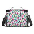thumbnail image 3 of Green and Pink Leopard Print Insulated Lunch Box for Women Men, Medium Leakproof Cooler Bag with Adjustable Strap, 10"x6.7"x8", 3 of 6
