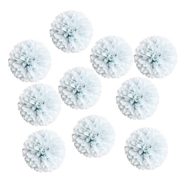 Flores artificiales, 10 cabezas de flores de seda, ramo de flores de crisantemo Gris azul claro