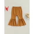 thumbnail image 2 of Kiapeise Knitted Ribbed Bell Bottoms for Toddler Girls Ruffle Flare Skinny Pants Baby Outfit Leggings Trousers, 2 of 8