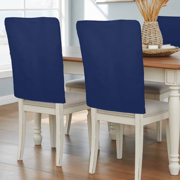 Navy Blue Pure Color Chair Back Covers, Aesthetics Contemporary Luxury Removable Chair Covers for Dining Chairs Set of 6, Washable Chairs Slipcovers Back Seat Protector for Wedding Party 19"x20"
