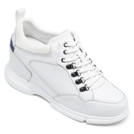 

CMR CHAMARIPA Height Increasing Sneakers White Leather Men Elevator Sneakers Height Increase Shoes 10CM / 3.94 Inches