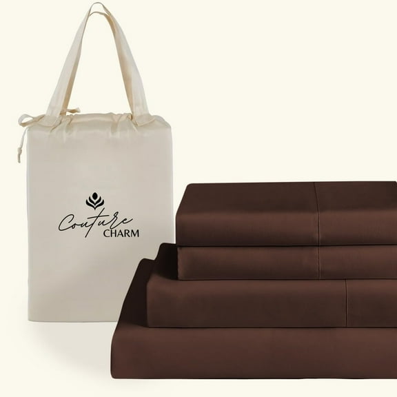 Couture Charm Hotel Brand 1000 Thread Count Giza Cotton King Size 6-Piece Super Soft Sheet Set Fits Upto 10-12" Deep Pocket (Solid, Chocolate)