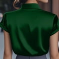 thumbnail image 6 of TaTaai 2026 Spring Women’s Lapel Satin Tee Short Sleeve Loose Blouse Casual Solid Color Fashion Top Elegant Polyester Office Daily Shirt Gift, 6 of 8