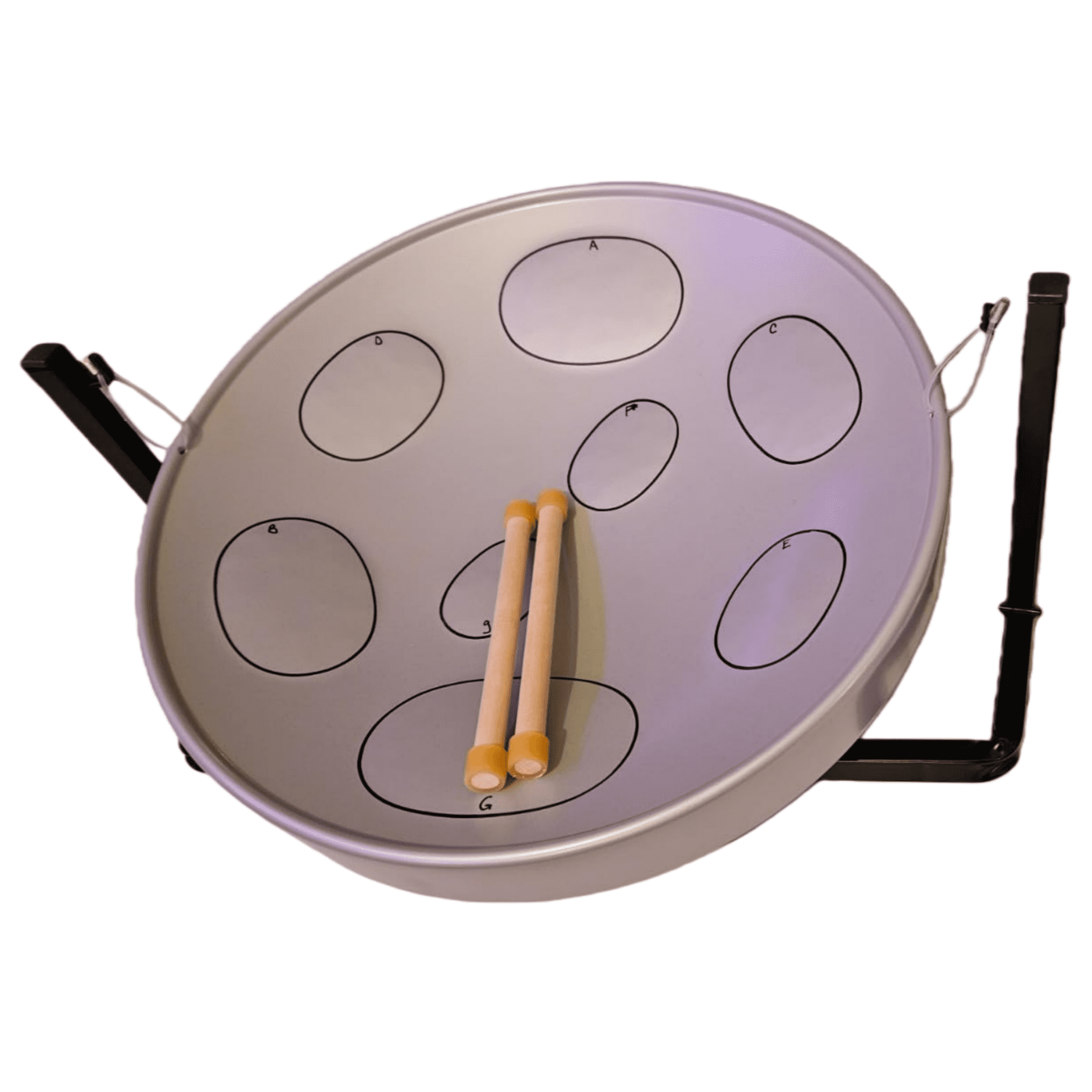 Classic Silver 16-Inch G-Major Trinidad Steel Drum - Ready-to-Play Percussion Instrument. Handmade High-Quality Steel, with Table Top Stand. Ideal for Beginners & Holiday Parties.