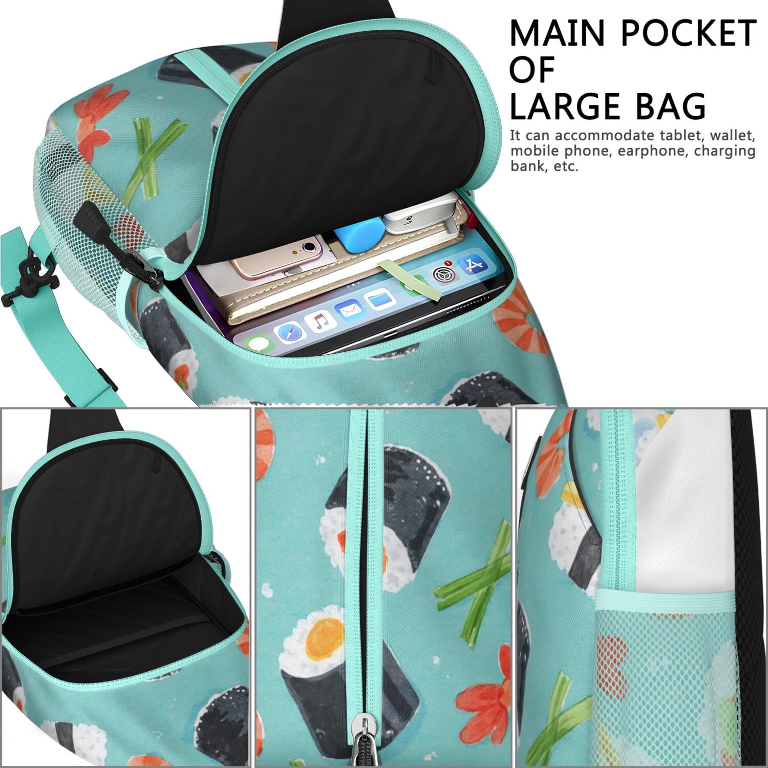 Chest Bag Crossbody Shoulder Bag Crossbody Shoulder BagHiking Sling Backpack for Men Women Travelers Sushi