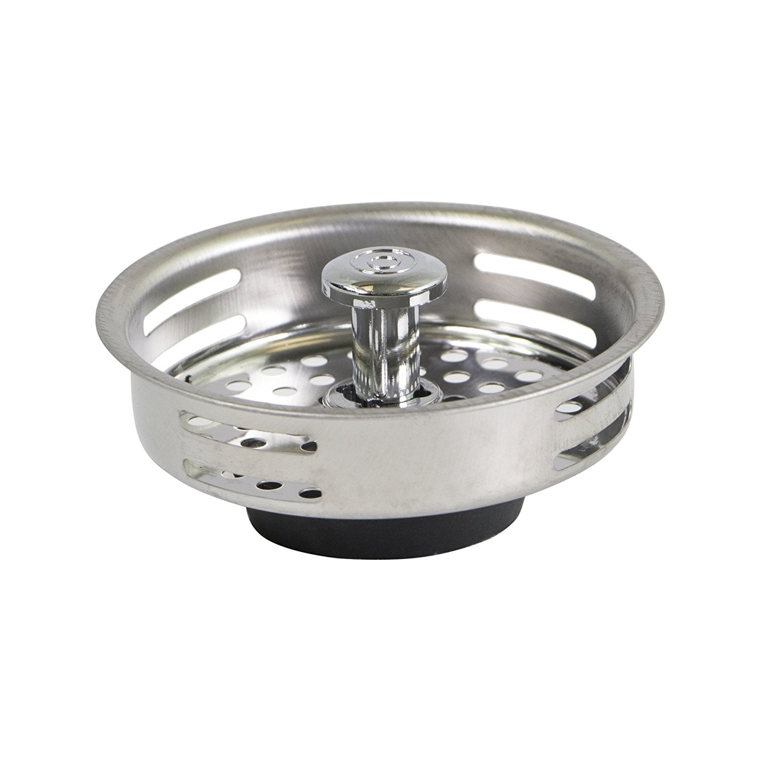 Everflow Stainless Steel Kitchen Sink Strainer Basket Replacement For Standard Drains 3 1 2 Inch Universal Style Rubber Stopper