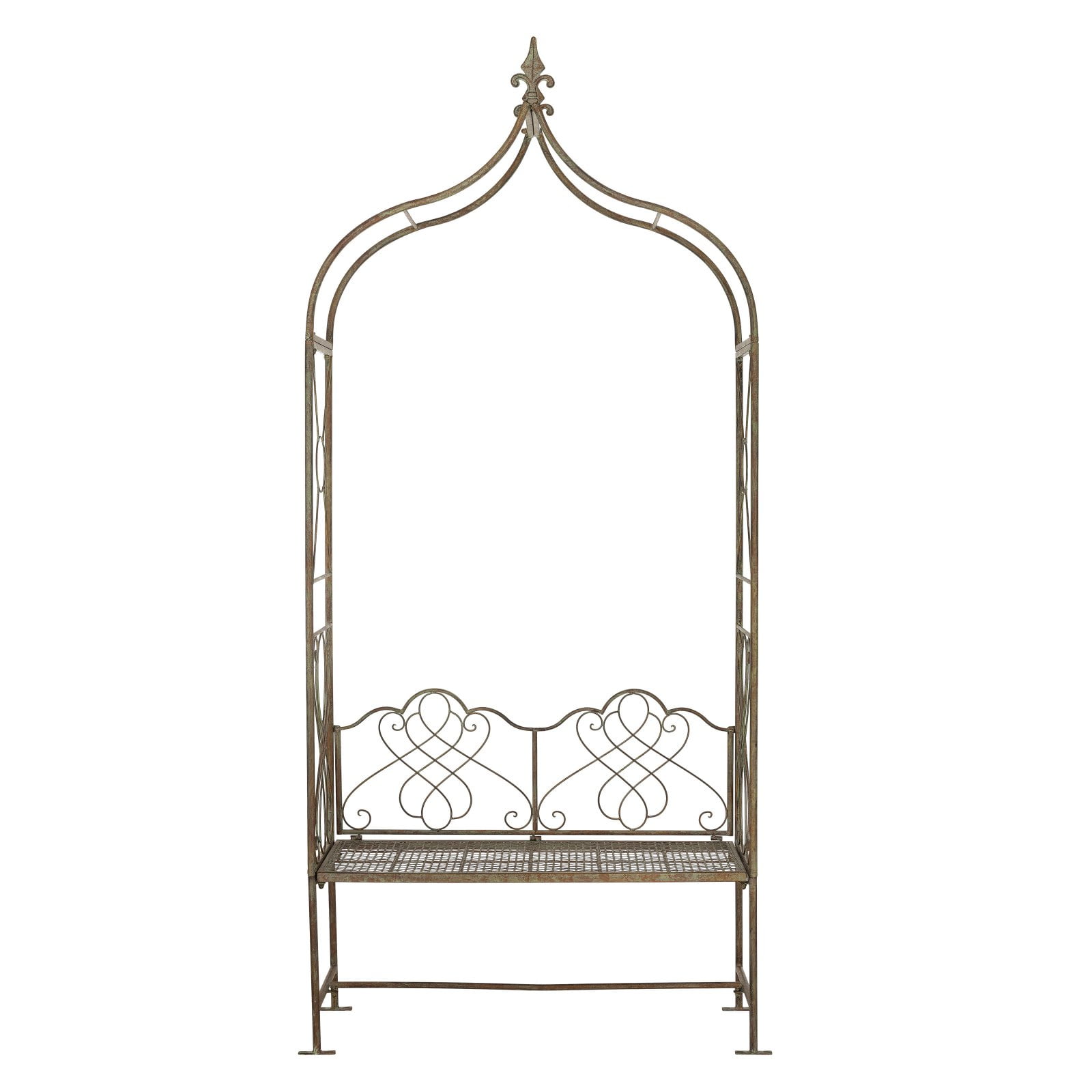 Wrought Iron Antique Mint Finish Details about    Arbor/ Garden Arch with Bench  95" High 