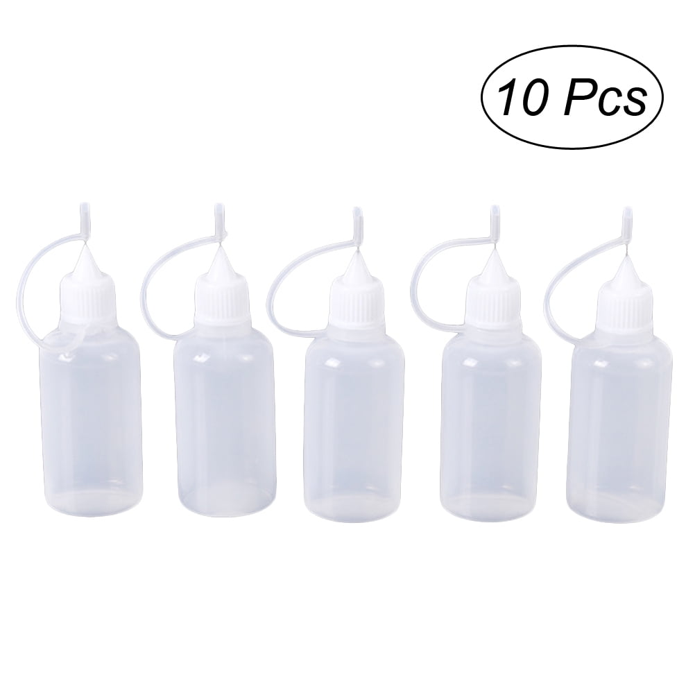 HOMEMAXS 10pcs 10 ml/ 0.35 oz Plastic Clear Needle Tip Glue Bottles