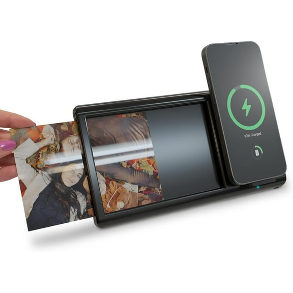 CHARGEWORX Smartpix 2-in-1 Wireless Charging Station with 4”x 6” Picture Frame, Black