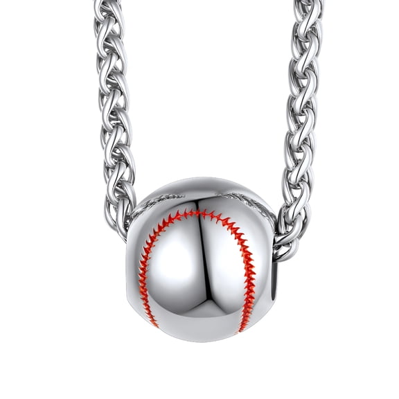 DESIGNICE Necklaces for Men, Sports Baseball Stainless Steel/Black/14K Gold Plated Necklaces for Him Birthday Christmas Day Gift Ball Chain Pendant Jewelry 22Inch, With Gift Box