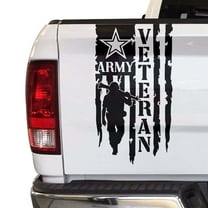Veteran Army Retired Soldier Distressed American USA US Flag Truck Tailgate Vinyl Decal Compatible with most Pickup Trucks U.S. Army Sticker USAF USMC US Navy Decal (11" x 20", Black)