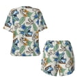 thumbnail image 6 of "Wukai Dinosaurs And Leaves Women's Pajama Set - Short-Sleeve Top and Shorts with Elastic Waistband and Pockets for Loungewear, Yoga, and Casual Wear-Large, 6 of 8