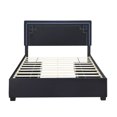thumbnail image 6 of BTMWAY Queen Size Upholstered Platform Bed with LED Lights and 4 Storage Drawers, Velvet Fabric Queen Bed Frame with Rivet-decorated Headboard and Strong Wooden Slats, No Box Spring Needed, Black, 6 of 12