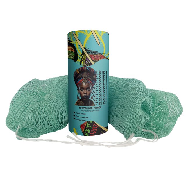 AFRIKI Esponja de red africana Auténtica esponja exfoliante africana Depurador de espalda de propiedad negra 45 pulgadas de largo para pieles normales a sensibles para uso diario Colección original
