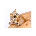 thumbnail image 4 of Cute Cunning Face Golden Tone Leopard Clear Crystal Rhinestone Ring Size 6 7 8 9, 4 of 4