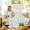 thumbnail image 4 of Throw Blanket Fleece Throw Blanket 40x50in, Happy Easter Egg Farm Rabbit Soft Lightweight Bed Blankets Green Bow Wild Flower Fuzzy Couch Blankets for All Season, 4 of 9