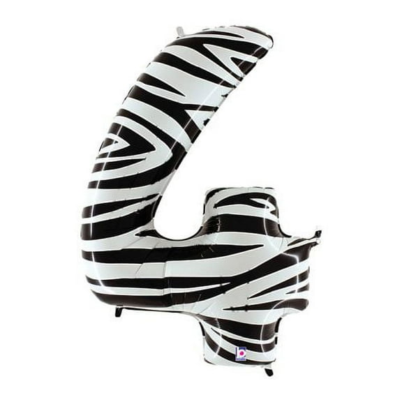 Burton & Burton 40" Number 4 Shape Zebra Balloon