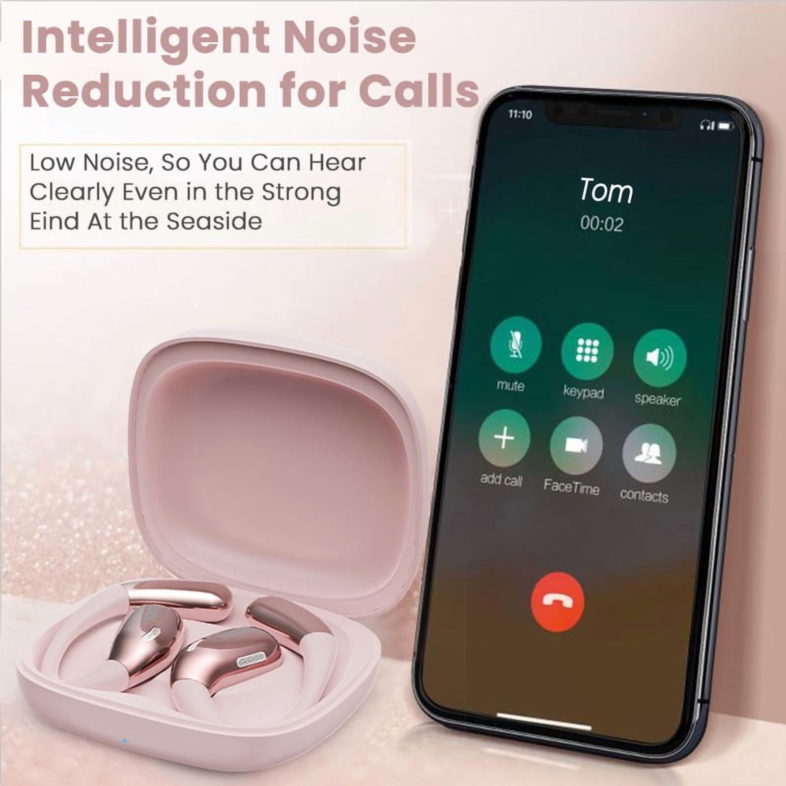 MINISO X28 Wireless Bluetooth 5.4 Earbuds Headphones, Open-Ear Design, AI Translator, 130+ Languages, 40H Playtime, IPX5 Waterproof, Pink + Earbud Case
