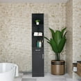 thumbnail image 7 of IVV Freestanding Tall Storage Cabinet with 1 Door, 1 Drawer & 3 Open Shelves – Black MDF Floor Cabinet for Bathroom & Home – 13.38"L x 12.29"W x 70.79"H, 7 of 7