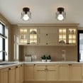 thumbnail image 4 of Easy Installation Industrial Farmhouse Light Fixtures, Rustic Black Semi Flush Mount Ceiling Light for Your Home's Key Areas (5-12㎡ Coverage), 4 of 5