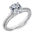 thumbnail image 2 of HeartsAndYou 2ct Round Moissanite Engagement Ring for Women Solitaire Stylish Accent 18k White Gold over Silver, 2 of 5
