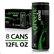 Green Cola - Zero Sugar, Zero Calories, Naturally Sweetened with 100% Stevia Leaf Extract, Carbonated Soda, 100% Cola Taste, Net Quantity: 12 fl oz Each Can - Pack of 8