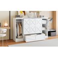 thumbnail image 6 of Harper & Bright Designs Twin Size Murphy Bed with Bedside Shelves and Wardrobe, Wood Wall Bed Folding Platform Bed Chest for Guest Room Home Office, White, 6 of 14