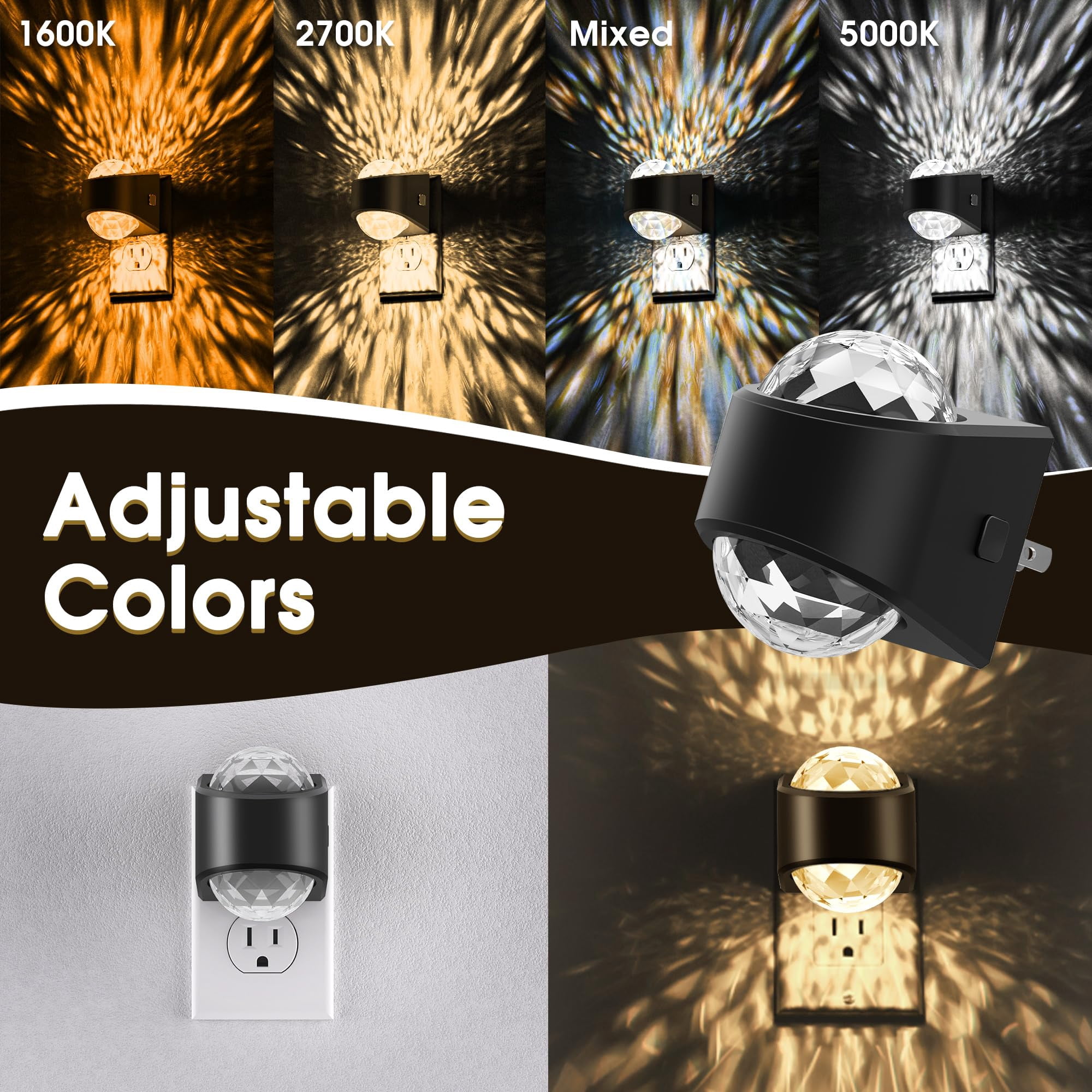 Night Light Plug Into Wall  Color Changing 3cct Design With Galaxy Star Projector Dusk To Dawn Sensor For Bathroom Bedroom Gaming Room Decor Gift 2 Pack