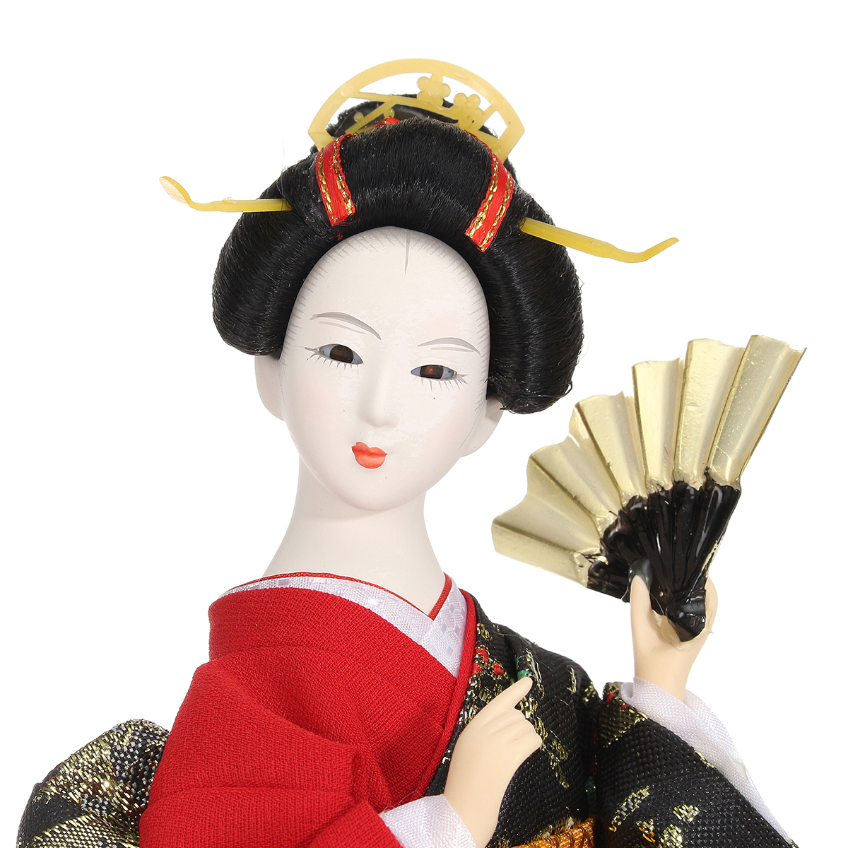 Oriental Japanese Brocade Kimono Kabuki Doll Geisha Figure Figurine Stat .